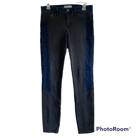 Madewell Pants - Madewell Black and Blue Paneled Block Jeans